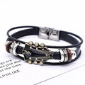 Leather Guitar Bracelet - Braided Multi-Layer Wrap for Musicians