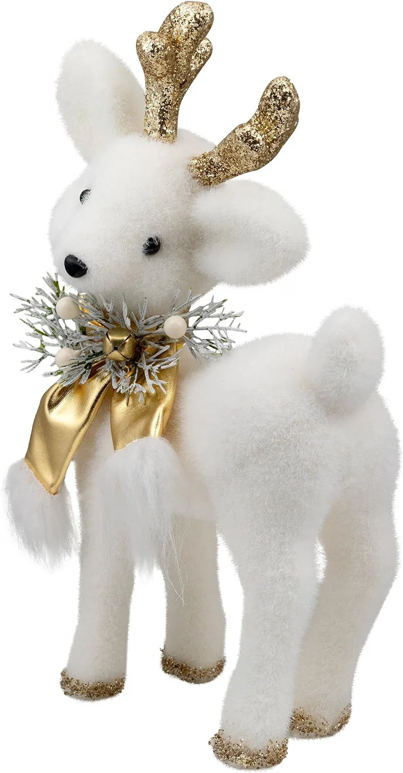 Glittered Standing Deer Christmas Figure 12.25 in, White and Gold – image 5