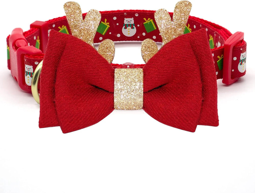 Christmas Dog Collar with Removable Antler Bow Tie – image 7