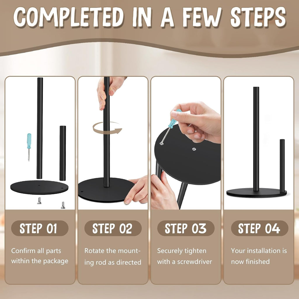Countertop Paper Towel Holder with Weighted Base, Black Steel – image 3