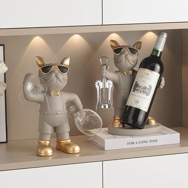 French Bulldog Wine Bottle Holder, Resin Countertop Wine Stand – image 3