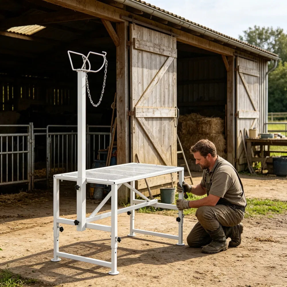 Adjustable Livestock Stand, Metal Agricultural Handling Stand