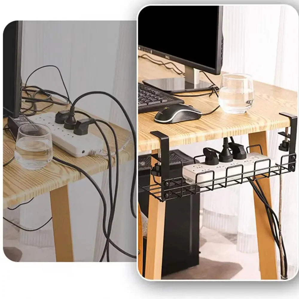 Under Desk Cable Tray, No-Drill Metal Cable Management Rack – image 3