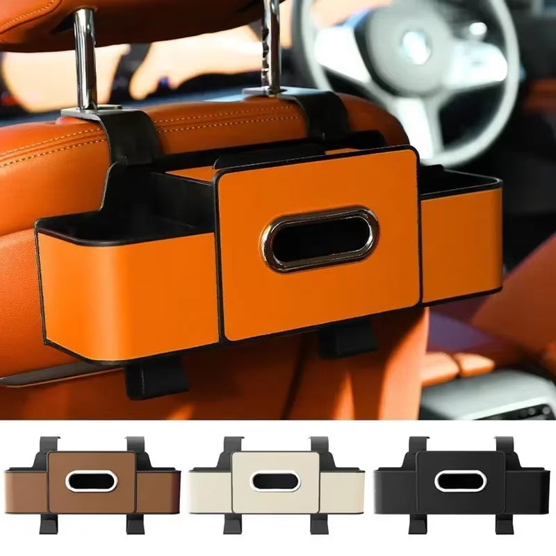 Car Seat Back Storage Box with Tissue Holder and Cup Holder – image 4