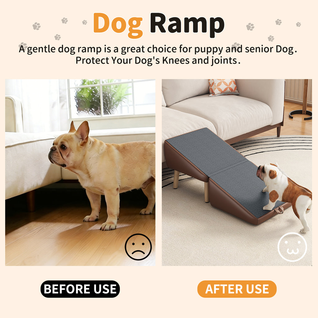 Dog Stairs and Ramp 2-in-1, Wooden Ottoman Pet Steps for Couch, Brown – image 13