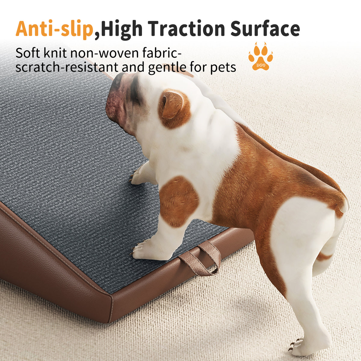 Dog Stairs and Ramp 2-in-1, Wooden Ottoman Pet Steps for Couch, Brown – image 9