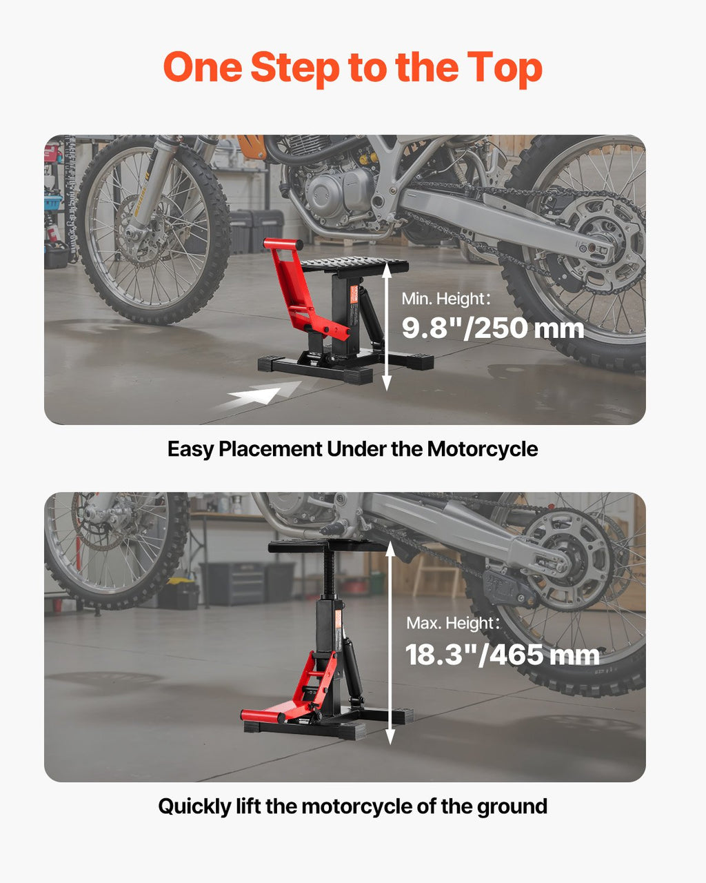 Hydraulic Dirt Bike Lift Stand 1200 Lb, Adjustable 9.8 to 18.3 Inch