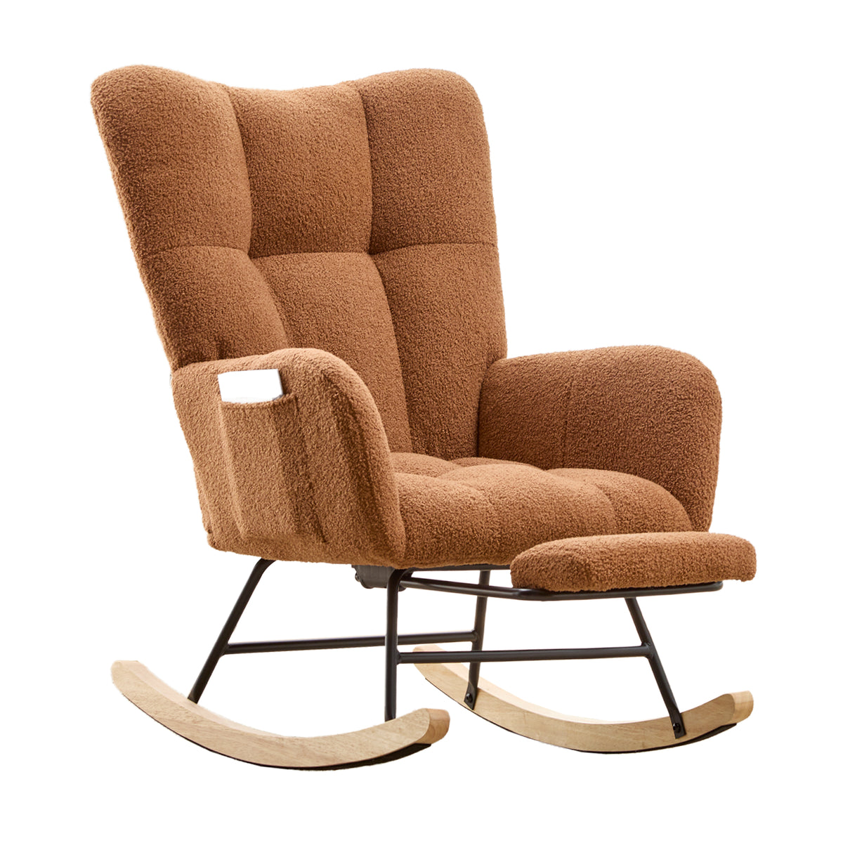 Teddy Fleece Wingback Nursery Glider Rocker with Ottoman Set – image 24
