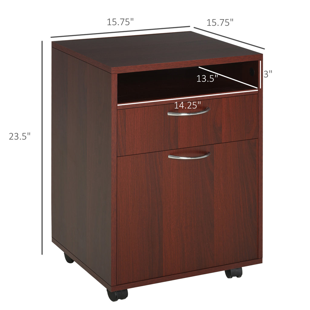 Mobile Printer Stand Cabinet with 2 Drawers, Shelf and Locking Casters – image 3