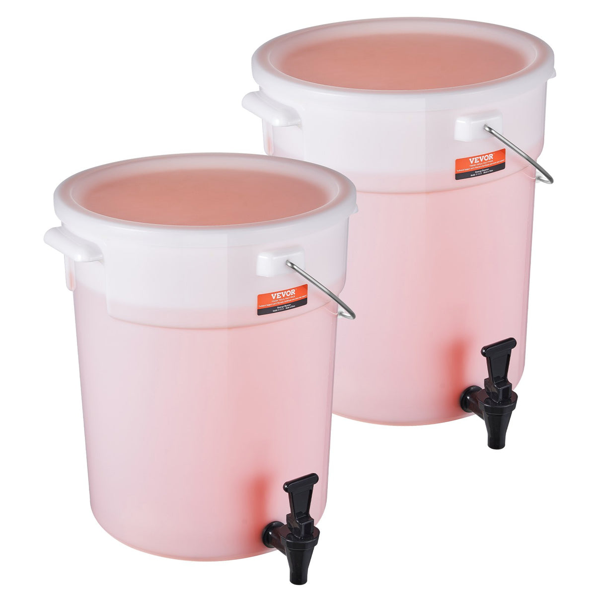 2 Pack 5 Gallon Clear Plastic Punch Containers with Spigot and Lid – image 2