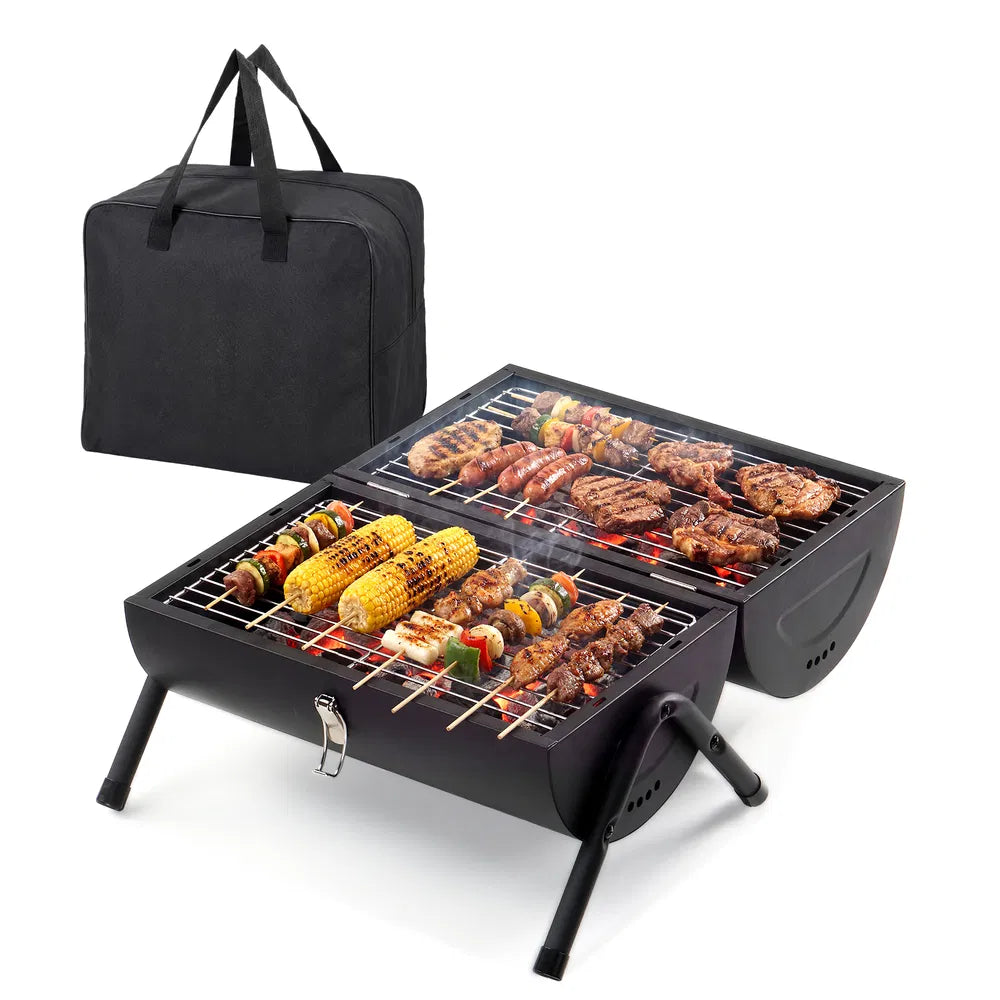 Portable Charcoal Grill, Double-Sided Tabletop BBQ with Carry Bag – image 1