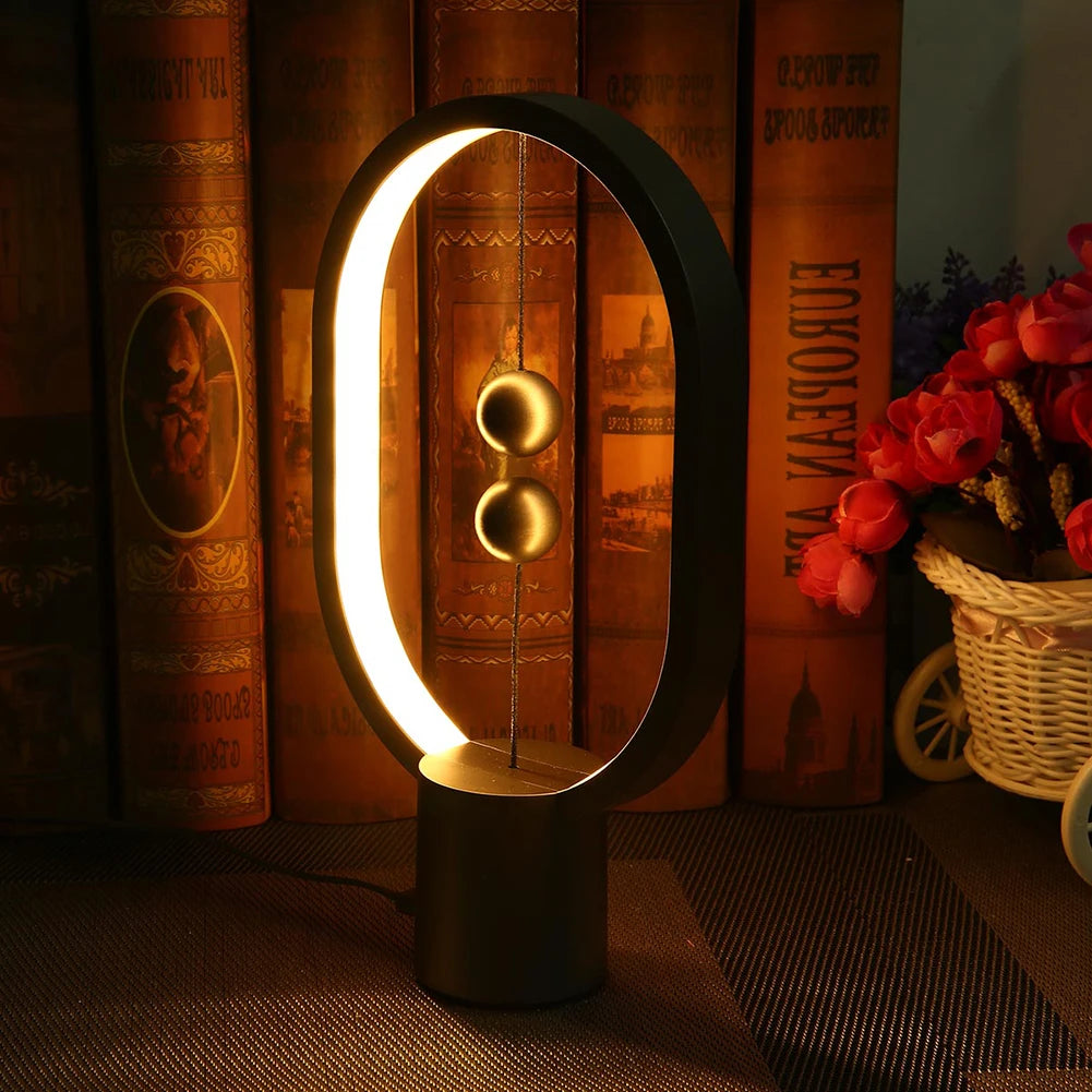 Magnetic Balance Table Lamp, USB LED Desk Light with Floating Ball Switch