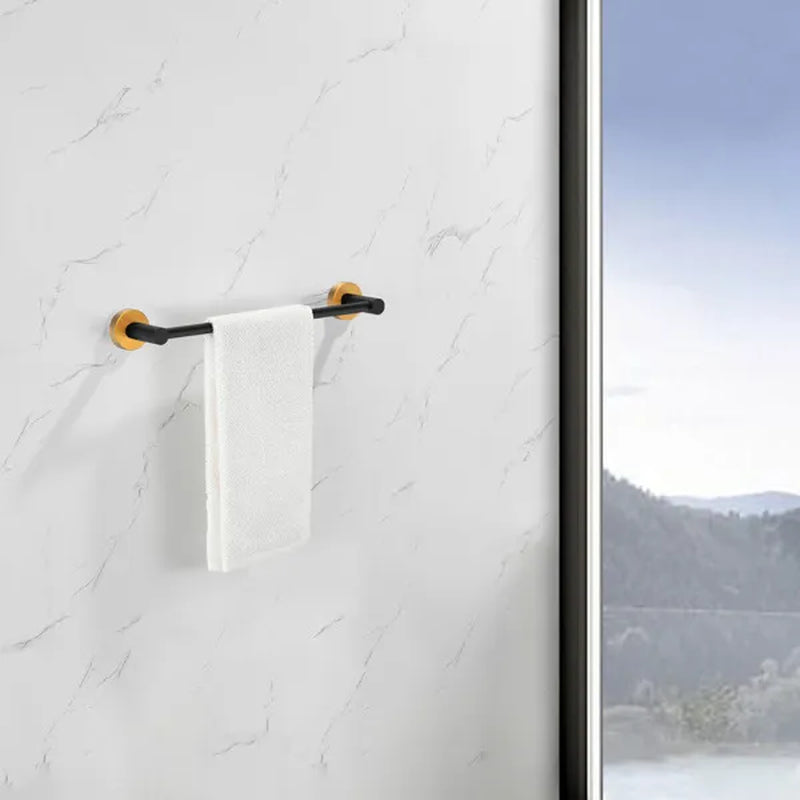 6-Piece Bathroom Hardware Set with 24 in Towel Bar, Aluminum, Black Gold – image 4