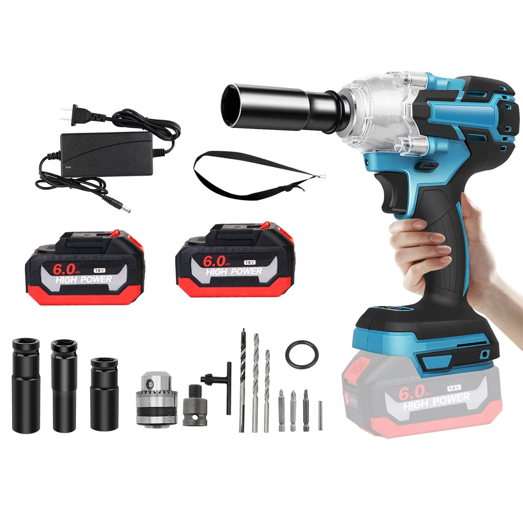 Cordless Impact Wrench 3-in-1 Brushless 1/2 in with 2 Batteries