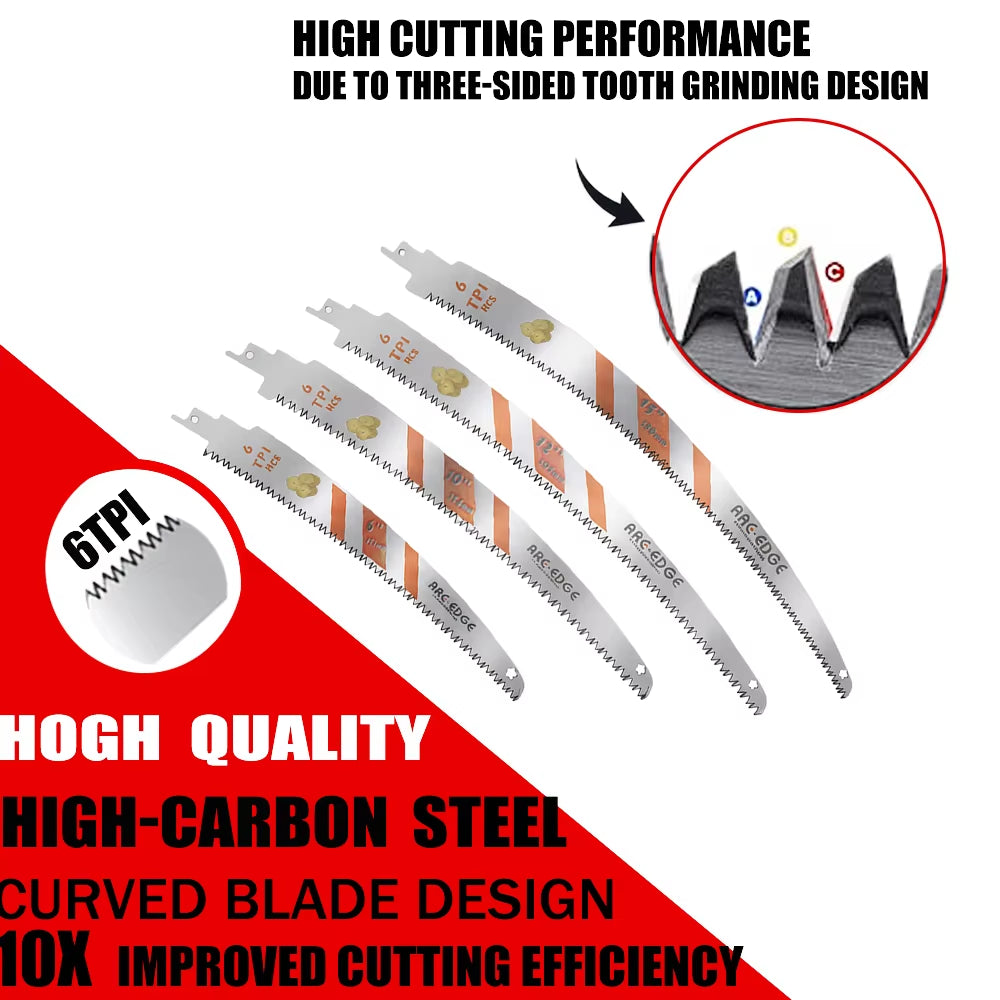 Construction & Landscaping Reciprocating Saw Pruning Blades, 6 TPI Arc Edge 3-Pack – image 3