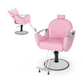 Pink Reclining Barber Chair with Adjustable Headrest – image 1