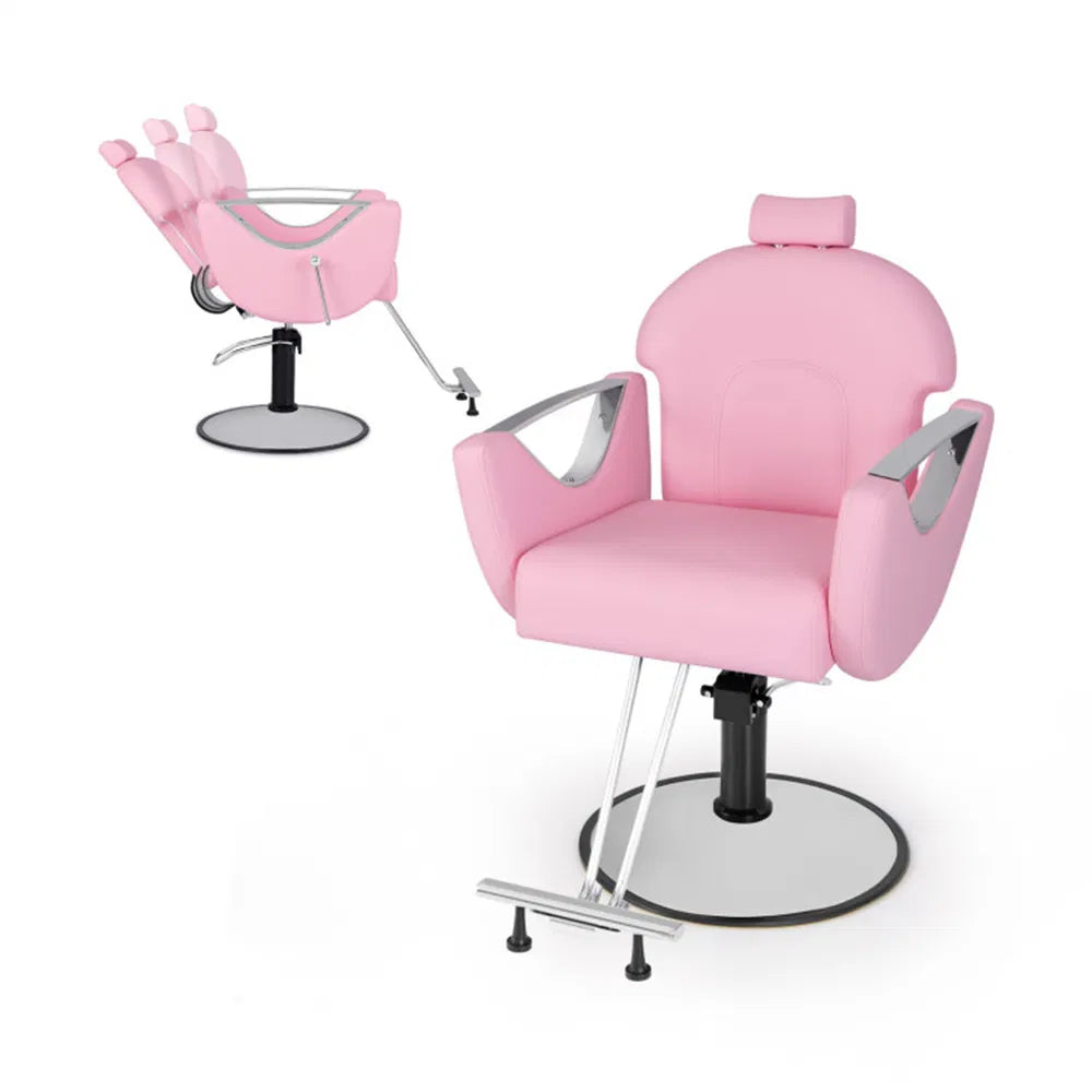 Pink Reclining Barber Chair with Adjustable Headrest – image 1