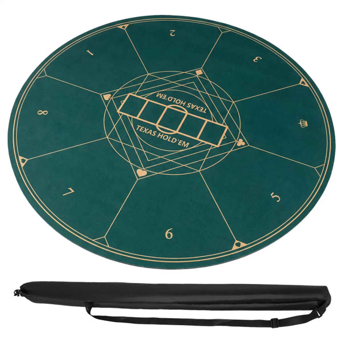 Round Poker Table Top 40 in, Foldable Card Mat with Carry Bag, Green – image 2