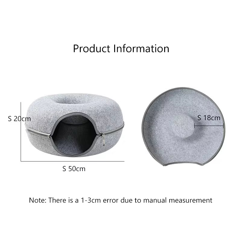 Donut Cat Tunnel Bed – 2-in-1 Plush Play Tunnel for Pets – image 3