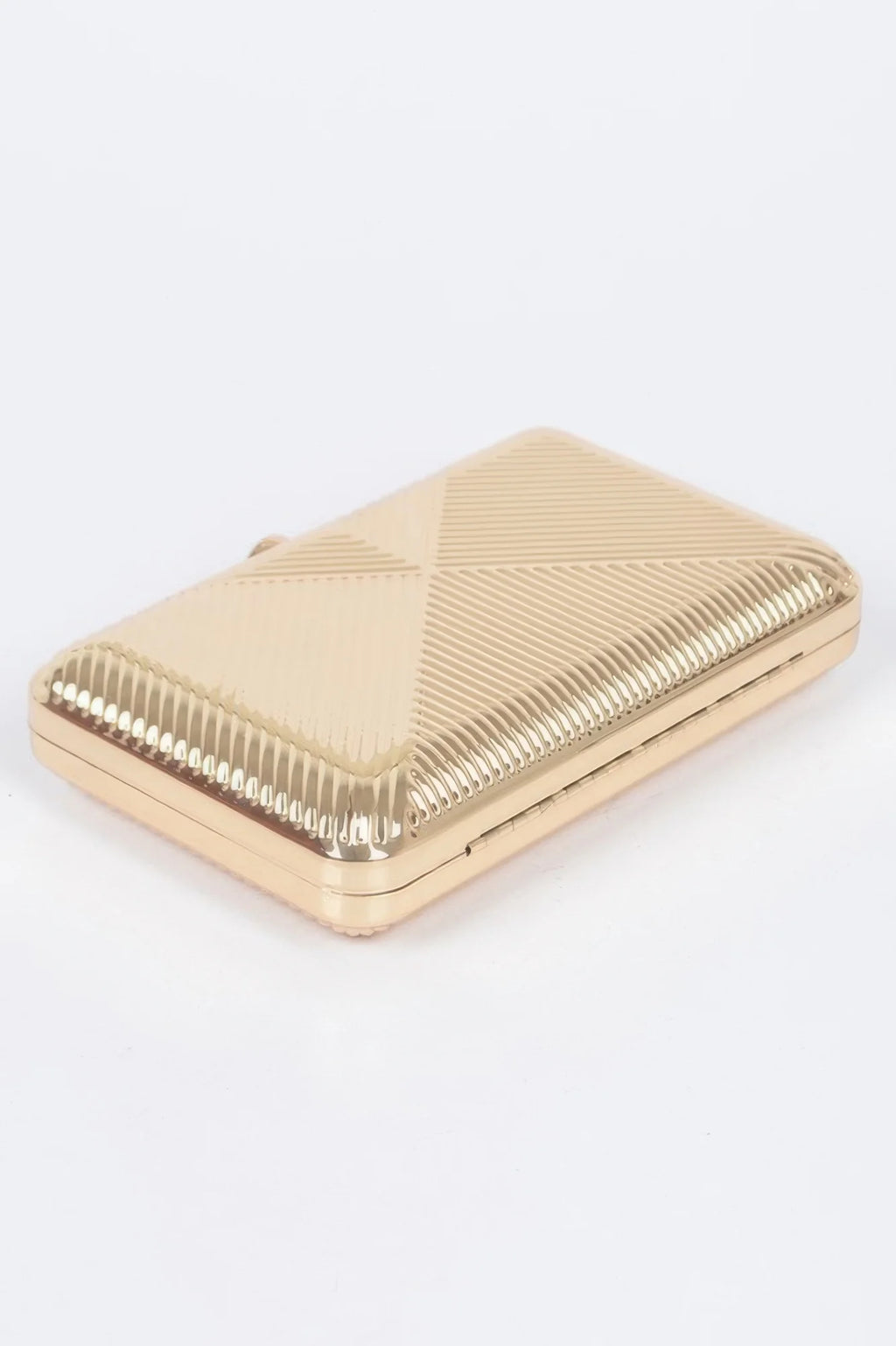 Vintage Metal Clutch with Chain Strap, Geometric Pattern – image 3