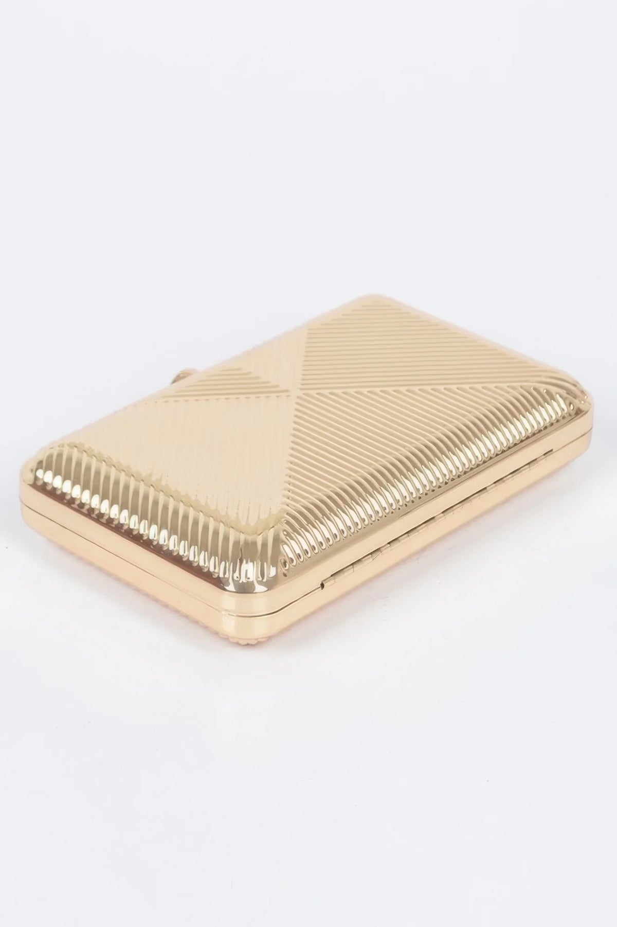 Vintage Metal Clutch with Chain Strap, Geometric Pattern – image 3