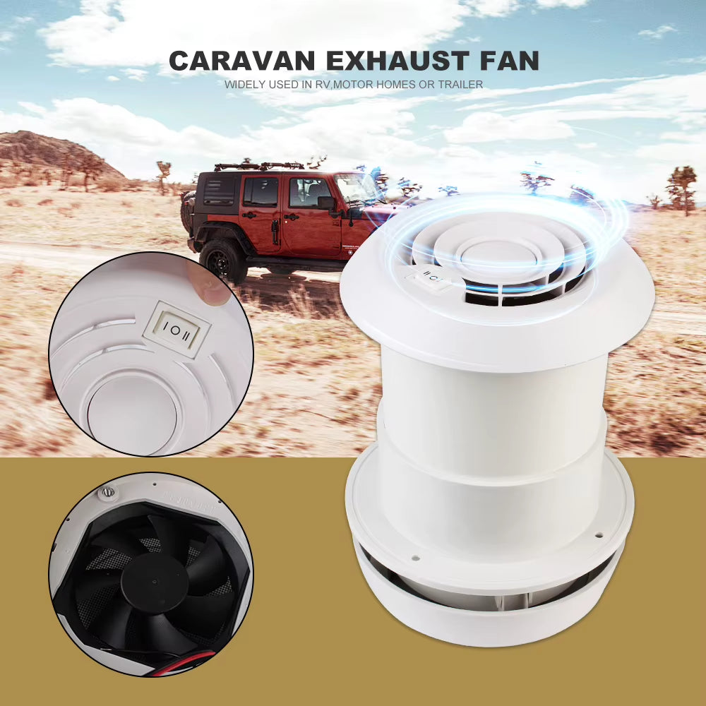 12V RV Side Vent Exhaust Fan, Quiet or High-Flow – image 2