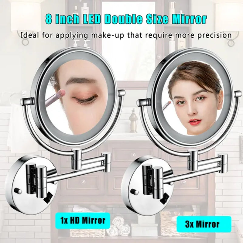 Wall Mount Lighted Makeup Mirror with 3X Magnification, Plug-In – image 4