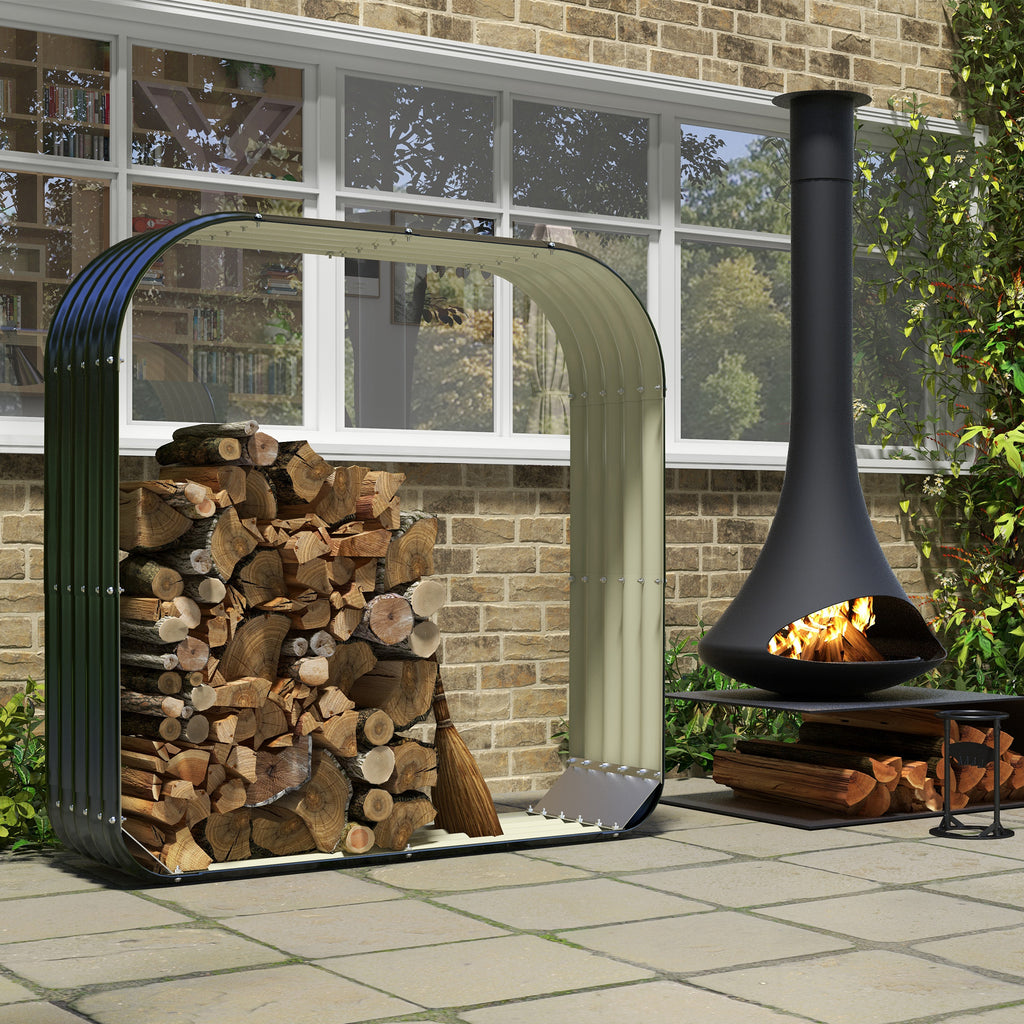 Galvanized Steel Firewood Shed with Roof, 57 in Outdoor Log Storage – image 7