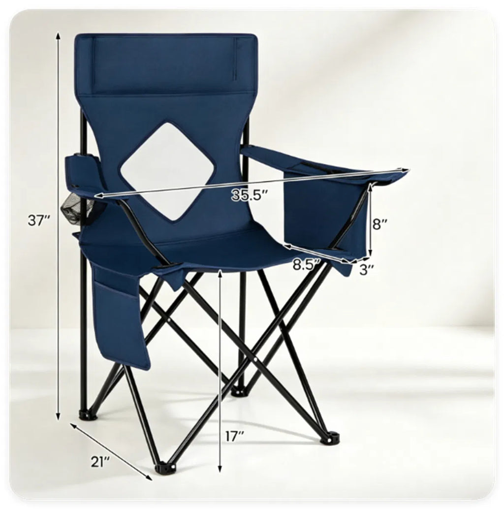 Folding Camping Chair - Heavy-Duty with Cooler Bag and Cup Holder – image 9