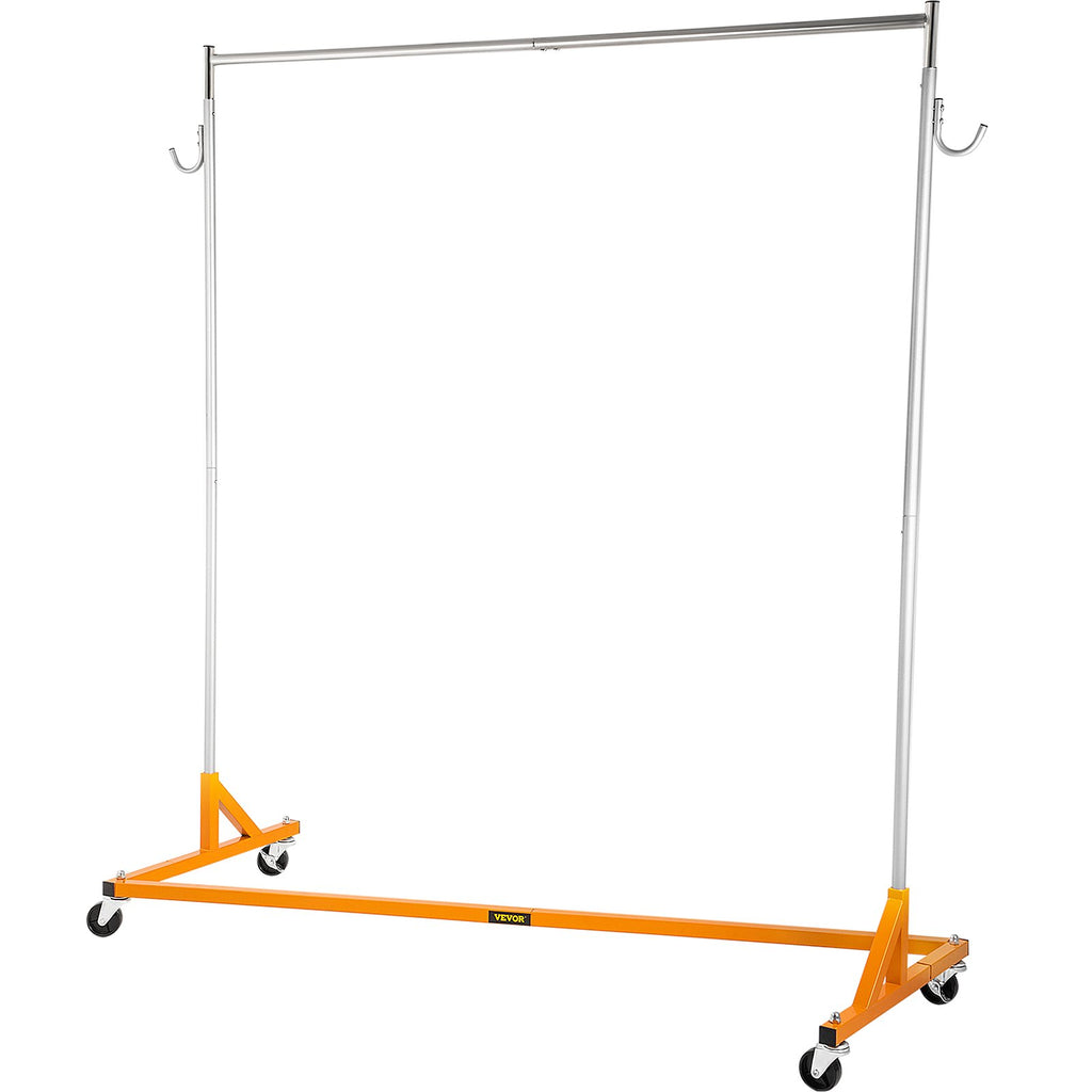 Z Base Garment Rack, Height-Adjustable Rolling Steel Clothing Rack