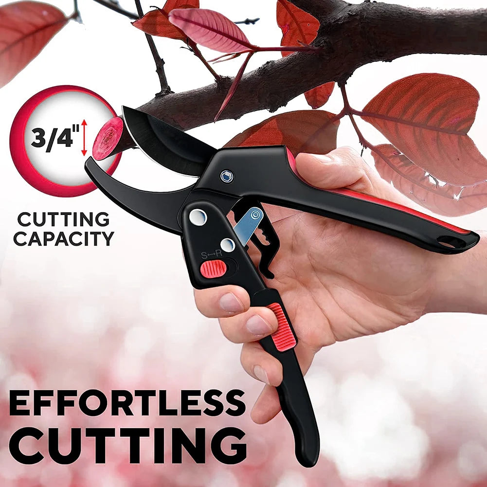Ratchet Pruning Shears - Heavy Duty 3x Power Garden Pruner, SK5 Blade – image 2