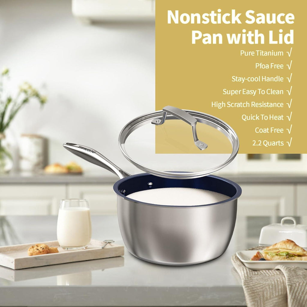 2.2 Quart Titanium Stainless Steel Saucepan With Glass Lid – image 12
