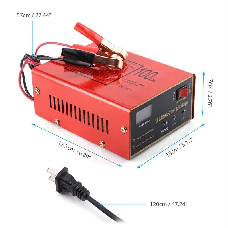 Car Battery Charger – 12V/24V 10A Smart Charger with LED Display