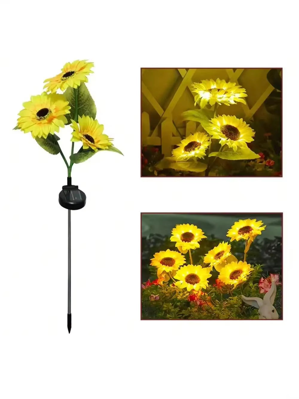 Solar Sunflower Garden Light - Waterproof LED Stake Light for Lawn & Pathway