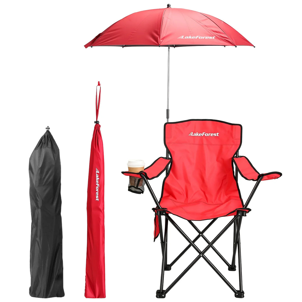 Camping Chair with Umbrella, Folding Outdoor Chair with Cup Holder – image 10