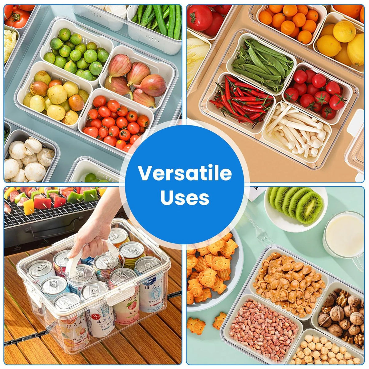 Fruit Storage Containers 2-Pack Airtight with Colanders for Fridge – image 2