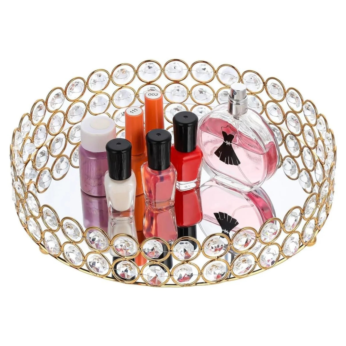 Mirrored Vanity Tray, Crystal Decorative Perfume & Makeup Tray – image 2