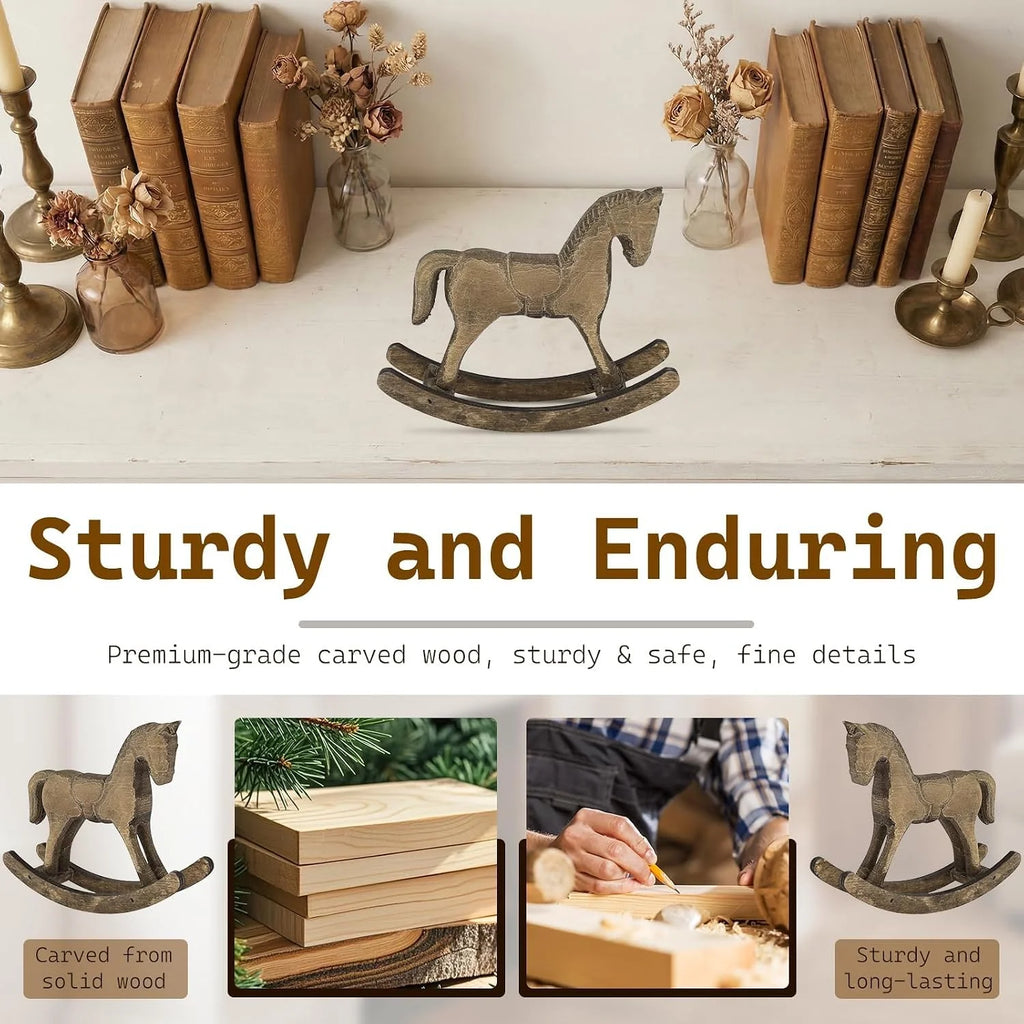 Vintage Wooden Rocking Horse Figurines, Set of 6 – image 3
