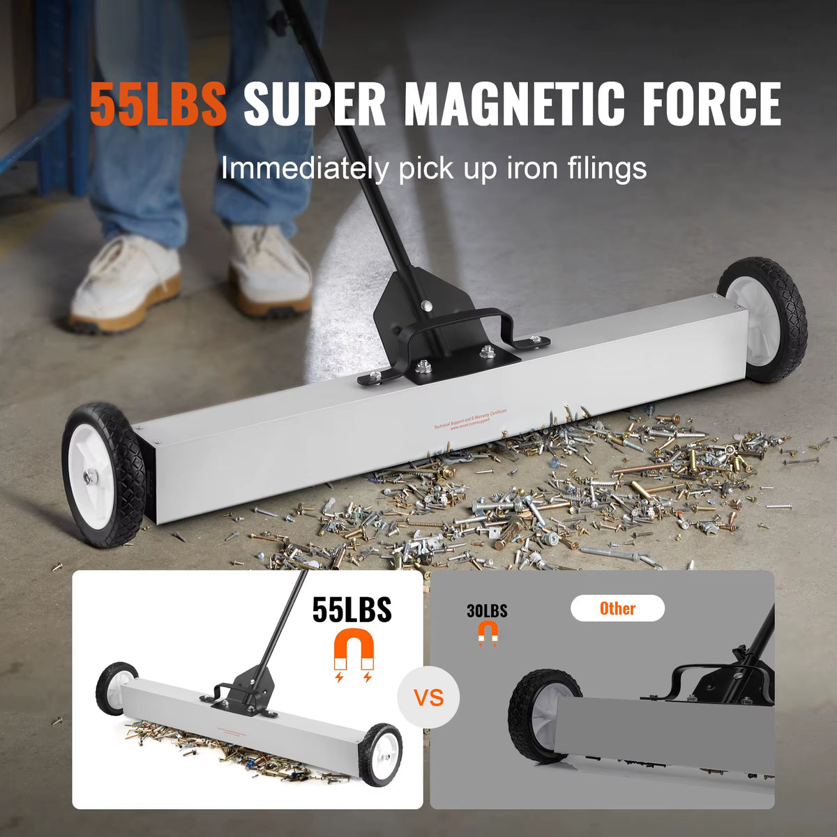 Rolling Magnetic Sweeper – Wheeled Nail & Screw Pickup Tool – image 3