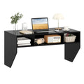 Wall-Mounted Floating Computer Desk with 3-Cube Storage, Black – image 1