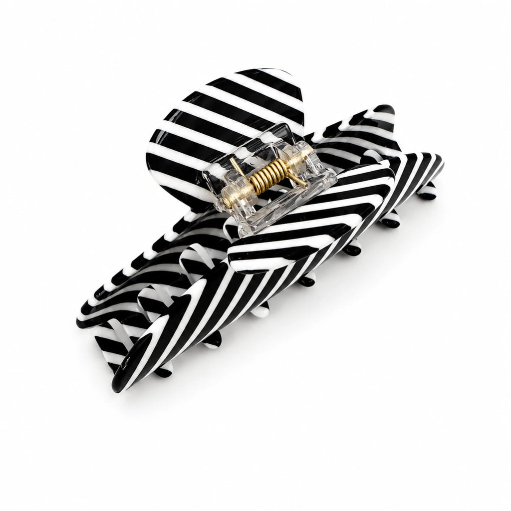Hair Claw Clip – Striped Acetate, Medium Hold – image 7