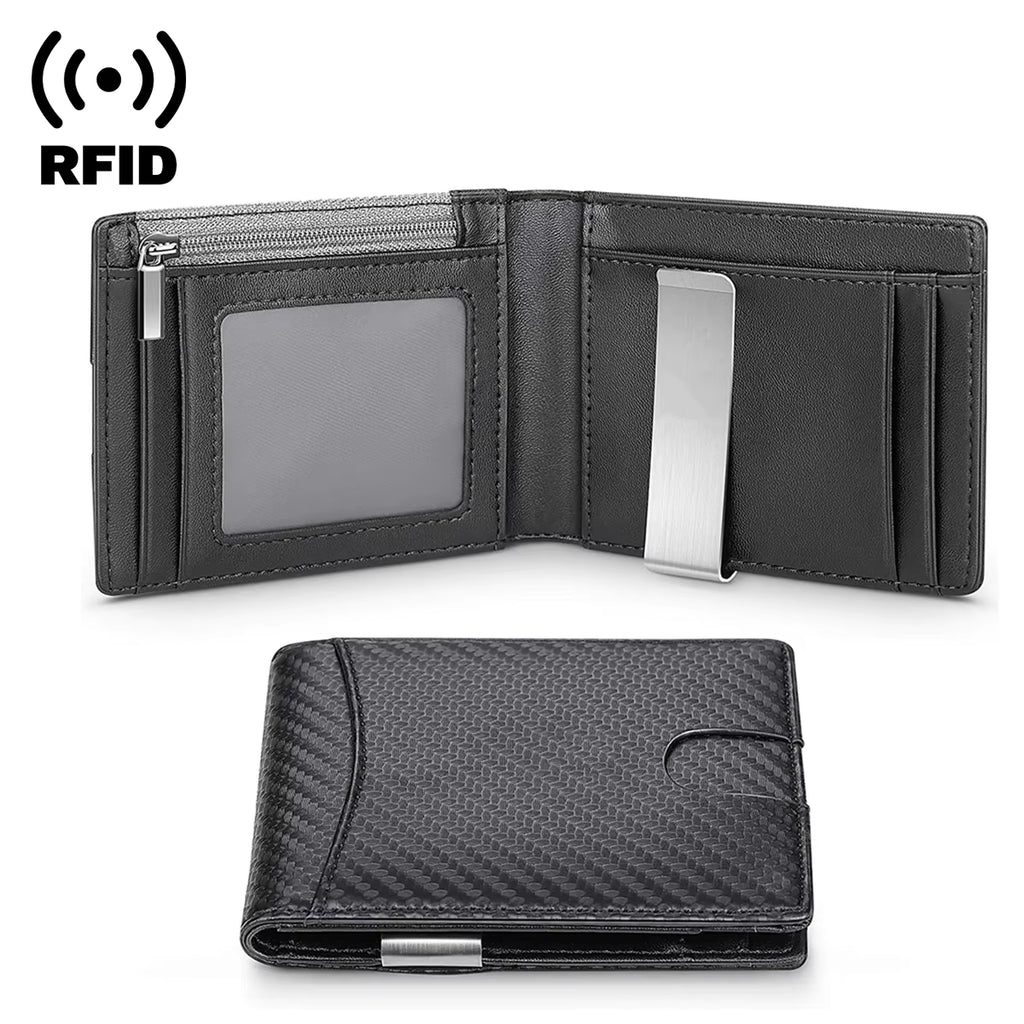 RFID Card Holder Wallet Carbon Fiber Look Slim Minimalist – image 2