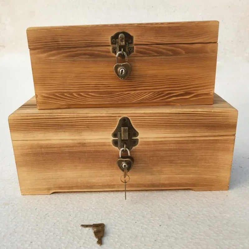 Pine Wood Keepsake Box with Lock Clasp Rectangular Gift Box – image 1