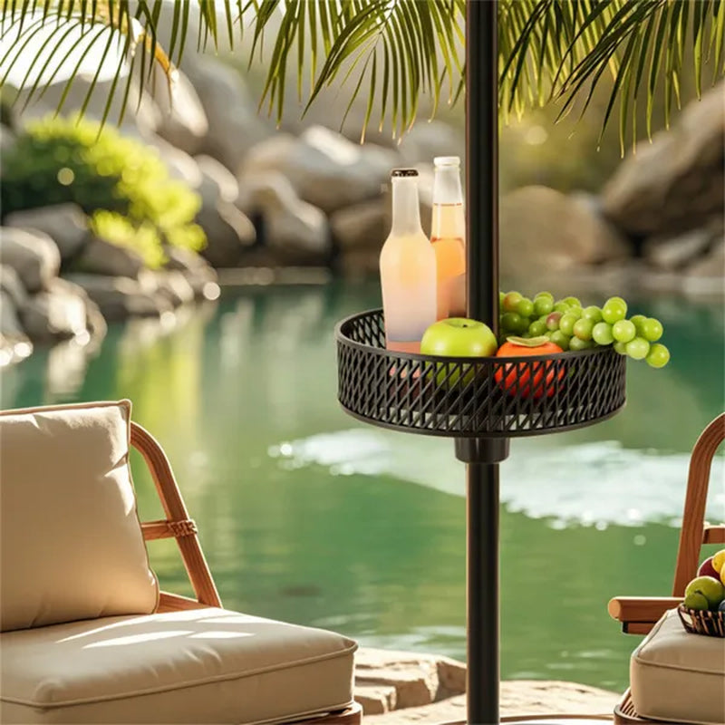 Patio Umbrella Table Tray, 12 in Clip-On Pole Table with Adapters – image 3