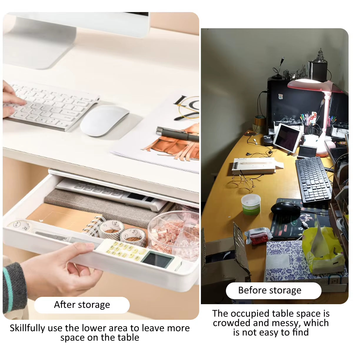 Self-Adhesive Under Desk Drawer, Hidden Pull-Out Tray – image 6
