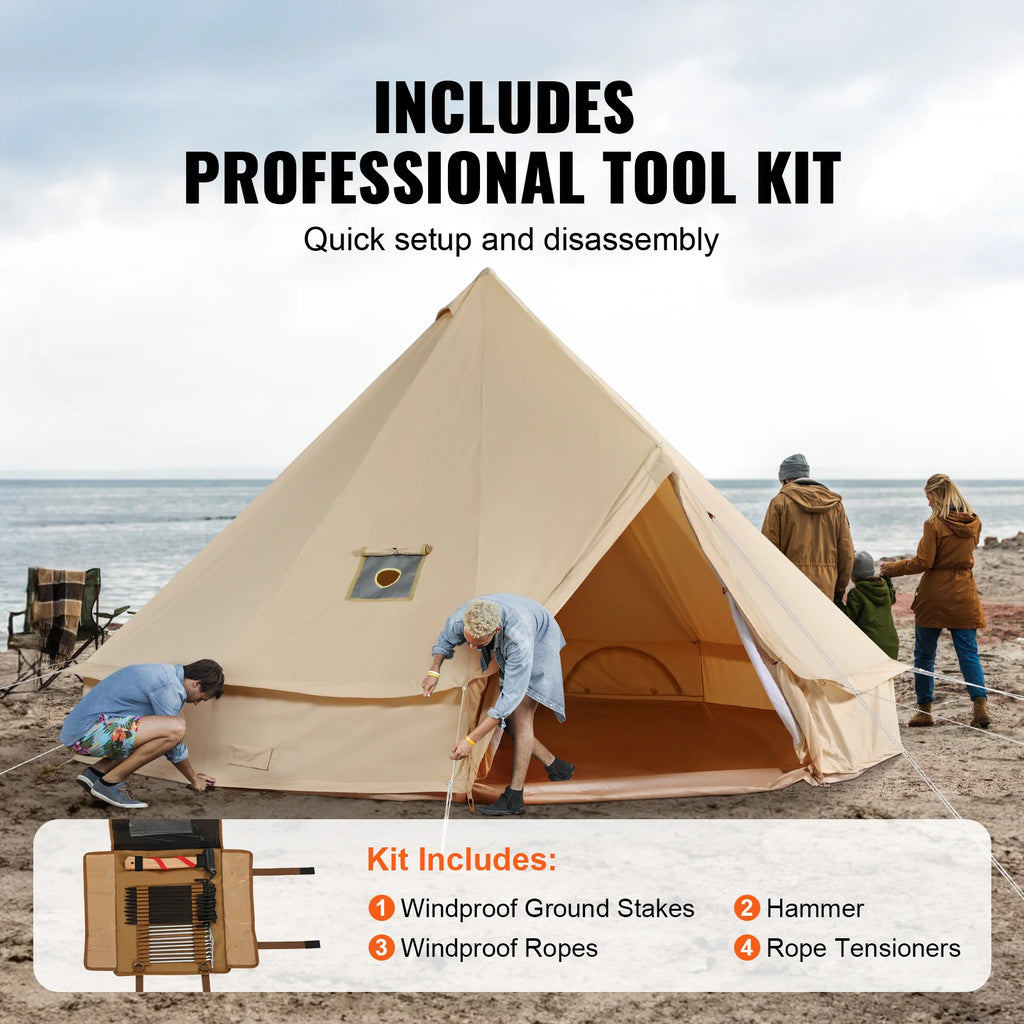Canvas Bell Tent 16.4 ft, 4-Season Yurt Tent with Stove Jack – image 5