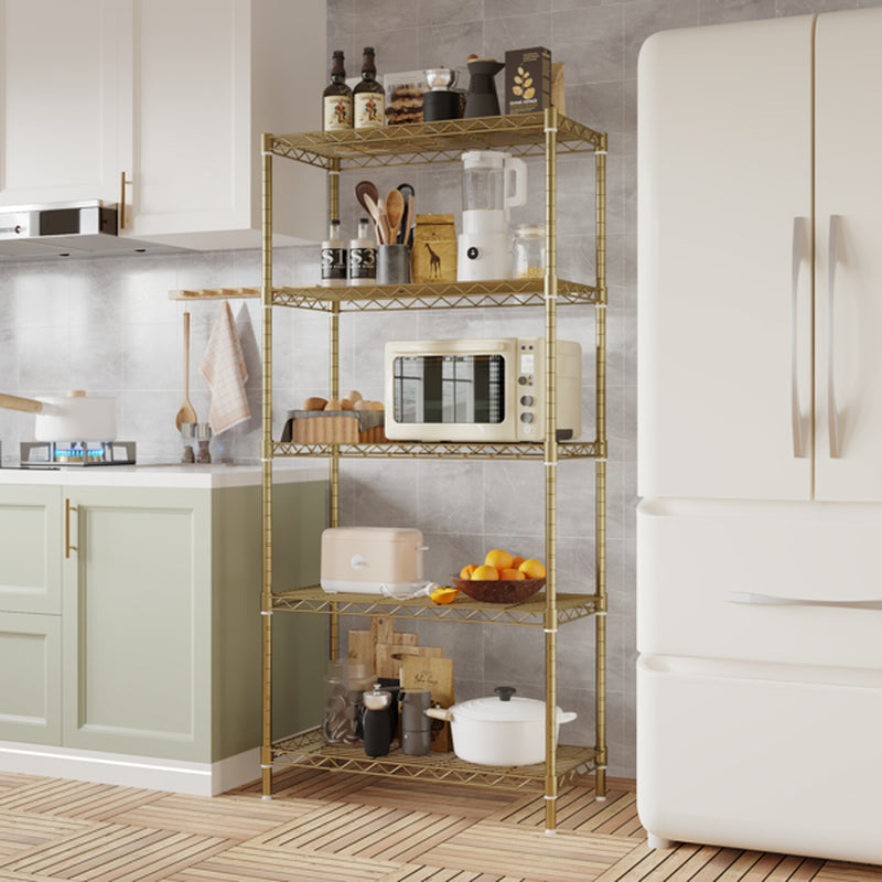 5-Tier Storage Shelf - Adjustable Gold Metal Shelving Unit, 551 lb – image 2
