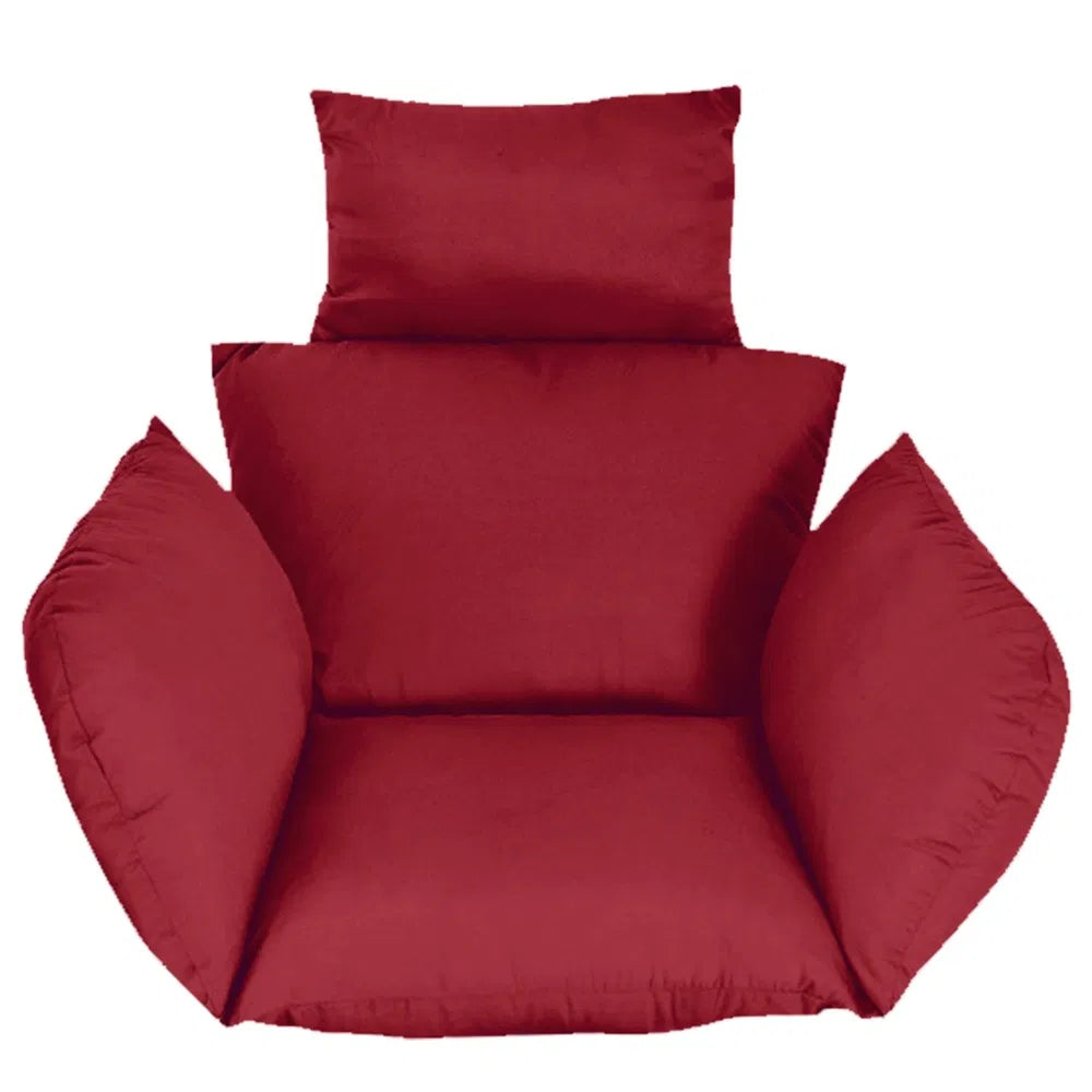 Hanging Egg Chair Cushion with Headrest, Thick Swing Seat Pad, Red