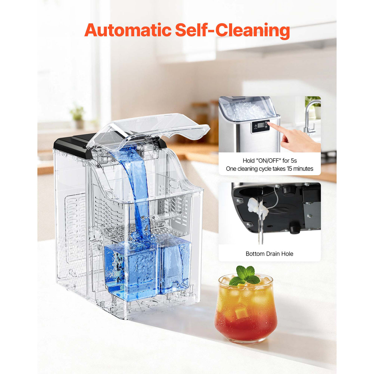 Nugget Ice Maker Countertop, 44 lb per Day, Self-Cleaning with Scoop – image 5