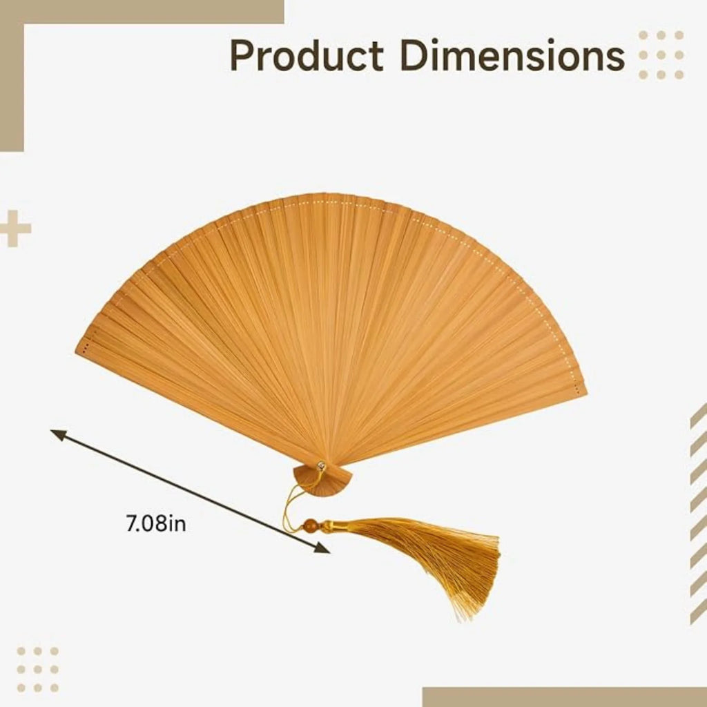 Wooden Folding Hand Fan with Tassel – image 3